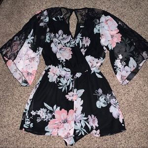 Black floral romper